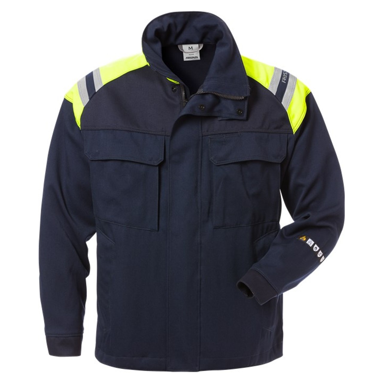 Fristads heat resistant jacket navy/HiViz yellow | Booming